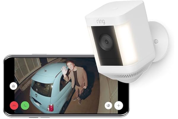 Ring Spotlight Cam Plus, Battery (リング スポットライトカム プラス バッテリーモデル) ホワイト | センサーライト付き屋外カメラ、双方向音声、電球色LED