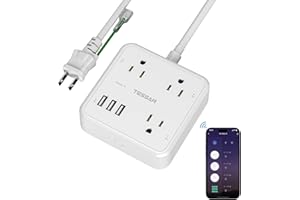 TESSAN スマートプラグ 電源タップ 節電タップ コンセント タイマー付き Bluetooth&Wi-Fi 遠隔操作 AC3個 3USB-Aポート ワットチェッカー 消費電力監視機能省エネ 雷ガード 音声コントロール スマートホーム Alexa/